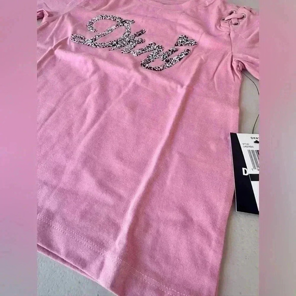 DKNY Girls' Fashion Long Sleeve T-Shirt Love Pink Heather Size 6x and 5T - Picture 7 of 9